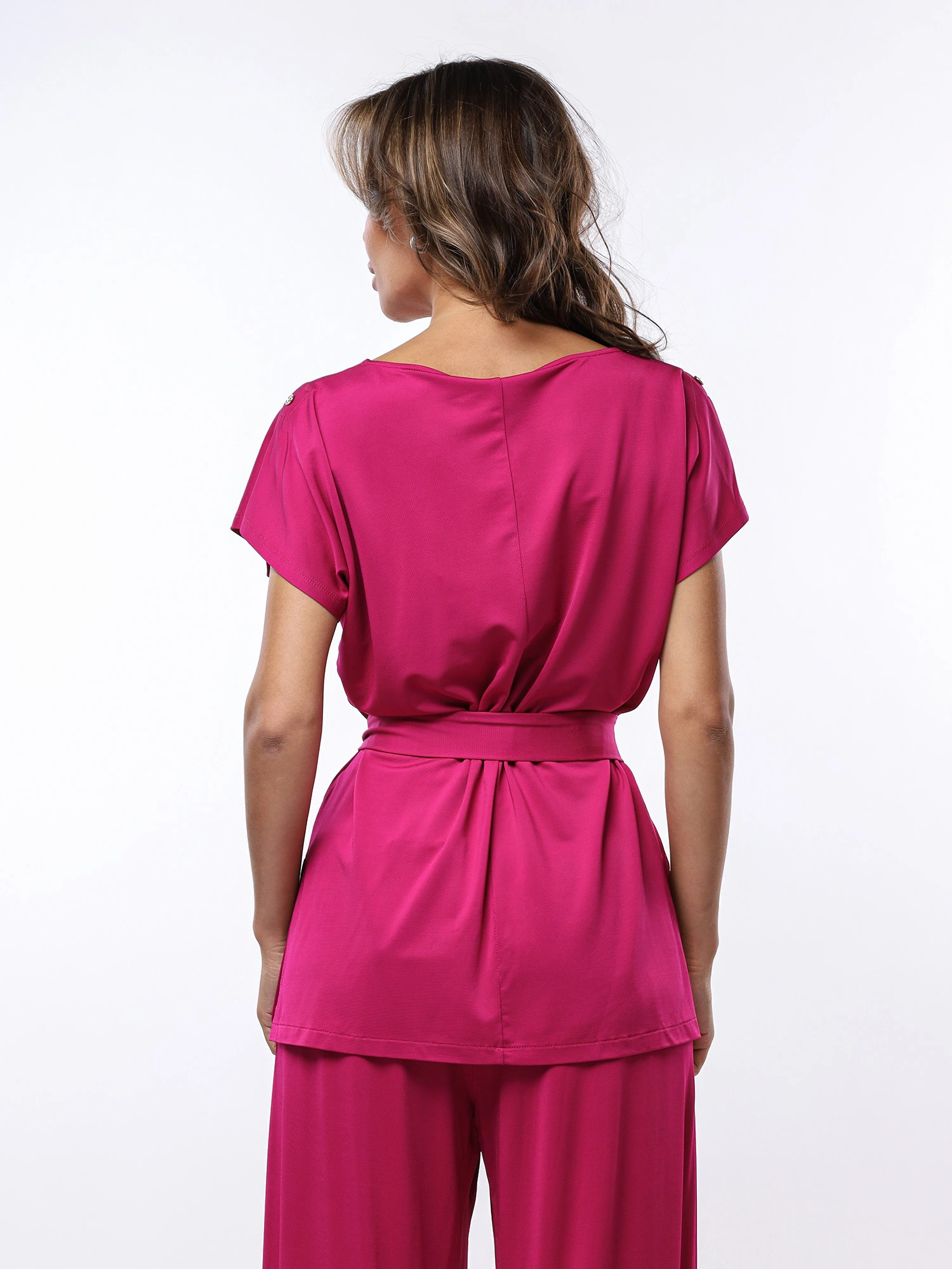 Футболка цвета фуксии из смесовой вискозы